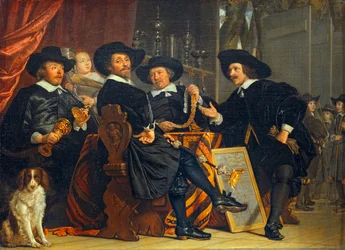 Die Anführer der Armbrustschützenbruderschaft des Heiligen Sebastian, gehörend zur Bürgerwehr von Amsterdam