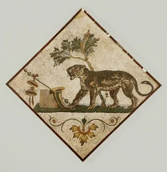 Panther mit dionysischen Symbolen. Aus Pompeji