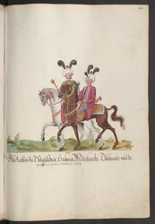Der Hof eines Paschas und Sultans: zwei Staatsbeamte zu Pferd