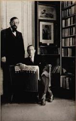 Porträt von Igor Strawinsky und Claude Debussy zur Zeit der Diaghilew-Ballette „Jeux“ und „Le Sacre du printemps“, Paris, 1912-13