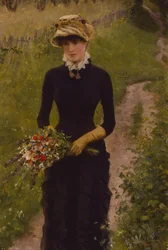 Gehende junge Frau