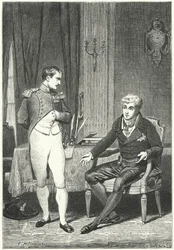 Diskussion zwischen Napoleon und Metternich in Dresden