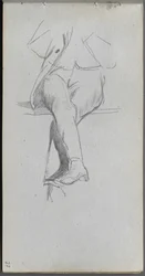 Skizzenbuch, Seite 37: Figurenstudie, gekreuzte Beine