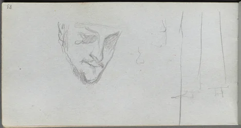 Skizzenbuch, Seite 83: Studie eines Gesichts, Beine