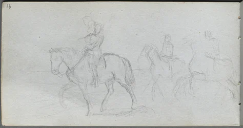 Skizzenbuch, Seite 91: Figuren zu Pferd