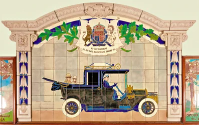 König Edward VII. und der Prinz von Wales in einem Sedanca de Ville Motorwagen