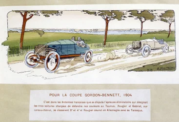 Rennen: Gordon Bennett Cup 1904 - Zeichnung von Ernest Montaut (1878-1909)