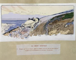 Rennen: am Mont Ventoux - Zeichnung von Ernest Montaut (1878-1909)