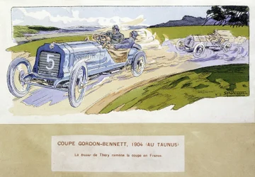 Rennen: der Gordon Bennett Cup 1904 - Zeichnung von Ernest Montaut (1878-1909)