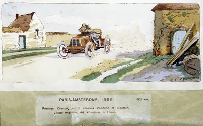 Das Paris-Amsterdam-Rennen 1898, Zeichnung von Ernest Montaut (1878-1909)