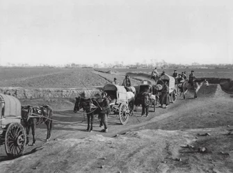 Chihli, Nordchinesische Reisewagen auf der Ebene von Peking