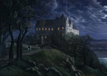 Burg Scharfenberg bei Nacht