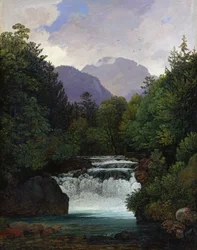 Gebirgstal mit Wasserfall