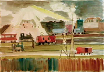 Bahnhof bei untergehender Sonne