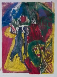 Straße mit Kokotte, Berliner Straßenszene, 1915-1916