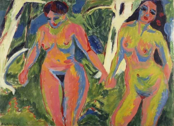 Zwei nackte Frauen im Wald, 1909