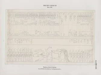 Zeichnung des Deckenbildes in der Sarkophaghalle, 19. Dynastie, Theben, Biban-el-Muluk, Neues Reich, Illustration aus "Denkmäler Ägyptens und Äthiopiens...", von Richard Lepsius