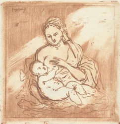 Maria gibt Christus die Brust