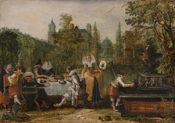 Fröhliche Gesellschaft in einem Park, 1614