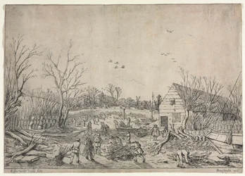 Die große Flut vom 10. Januar 1624 (oder Reparatur des gebrochenen Deichs am Fluss Lek bei Vianen, 1624)
