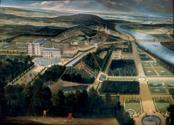 Gesamtansicht des Schlosses und der Gärten von Saint-Cloud