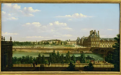 Der Palast und der Garten der Tuilerien in Richtung Quai d