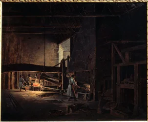 Die Schmieden in Chatillon-sur-Seine. Gemälde von Etienne Bouhot (1780-1862) 1823 Montbard, Musée des Forges de Breffan