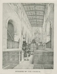 Innenraum der Tamworth Kirche: Lithografie, undatiert [1796-1865]