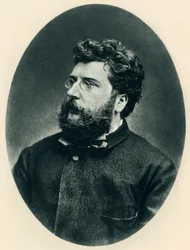 Porträt von Georges Bizet (1838-1875) französischer Komponist - Fotoätzung eines Fotos von Etienne Carjat (1828-1906)