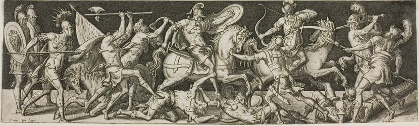 Kavallerie und Fußsoldaten