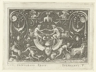 Esau verkauft sein Erstgeburtsrecht an Jakob (Dekorationen mit Szenen aus dem Alten Testament in einer grotesken Umrahmung)