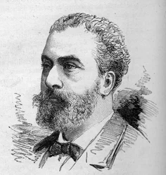 Porträt von David Raynal, französischer Politiker. Gravur von Bocour in „Le Monde Illustré“ Nr. 1287 vom 26. November