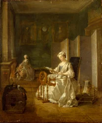 Innenraum mit zwei Frauen, späte 1730er-frühe 1740er Jahre