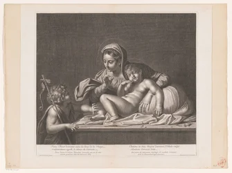 Maria mit schlafendem Christus mahnt Johannes den Täufer zur Stille