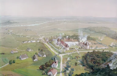Die Rückeroberung des Château de Mondement durch die französische Armee am 9. September 1914 während der Ersten Schlacht an der Marne, 1915