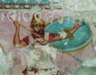 Etruskische Zivilisation, Malerei des Sarkophags der Amazonen, aus Tarquinia
