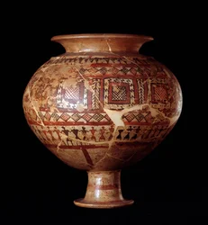 Etruskische Zivilisation: Olla-Vase aus Grab 3 der Nekropole von Buccacce in Bisenzio - 7. Jahrhundert v. Chr.
