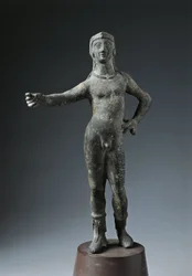 Italien, Provinz Arezzo, Cortona, Bronzestatue des Gottes Culsans