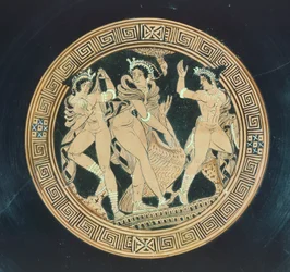Kylix (Detail). Rotfigurige Keramik. Etruskische Zivilisation, 5.-4. Jahrhundert v. Chr.