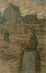 Schwangere Frau in der Vorstadt