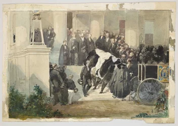 Der Sarg von König Louis Philippe verlässt Claremont House in Esher, Surrey, England im August 1850