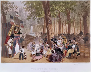 Das Guignol-Theater auf den Champs Elysees, 1856