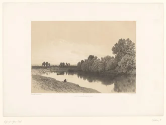Flusslandschaft mit Fischern im Abendlicht (Pittoreske Landschaften)