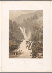 Wanderer mit Blick auf den Reichenbachfall