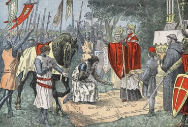 Philipp August vor der Schlacht von Bouvines am 27. Juli