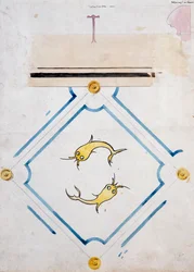Motive für eine Badezimmerfliese, Schloss d