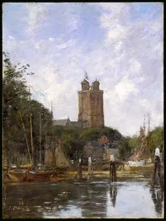 Dordrecht, die Grote Kerk vom Kanal aus, 1884