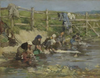 Wäscherinnen an einem Bach, ca. 1886-1890