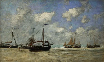 Scheveningen, Boote am Ufer gestrandet; Scheveningen, Bateaux Echoues sur la Greve, 1875