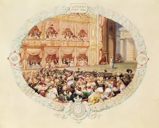 Innenansicht des Theaters Ihrer Majestät, Ende der Saison 1841 - Abschied von Mlle Rachel